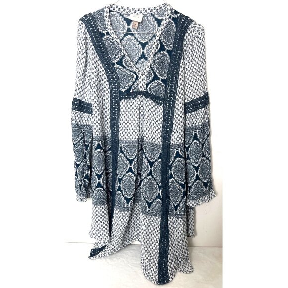 Knox Rose Dresses & Skirts - Knox Rose Boho Dress M Blue White Tassels Embroidered Knee Length